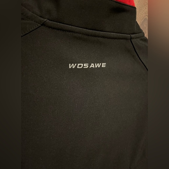 Wosawe Black Red Cycling Long Sleeve Zipper Closure Pocket Reflective Jacket L - Picture 5 of 10